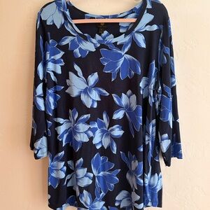 JM Collection Plus Size 2X Stretch Cotton Tunic Top with Relaxed Fit